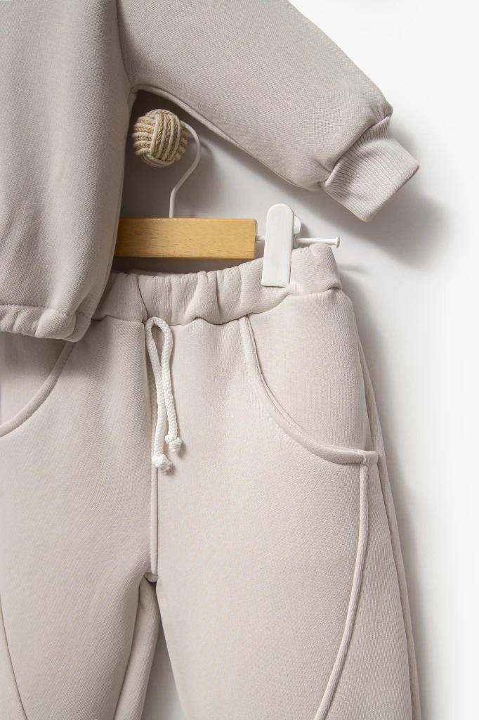 Sırt Baskılı Unisex Çocuk Sweat Eşofman Takımı 8175 - GRİ