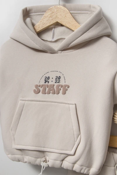 Sırt Baskılı Unisex Çocuk Sweat Eşofman Takımı 8175 - GRİ