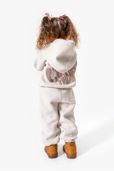 Sırt Baskılı Unisex Çocuk Sweat Eşofman Takımı 8175 - GRİ