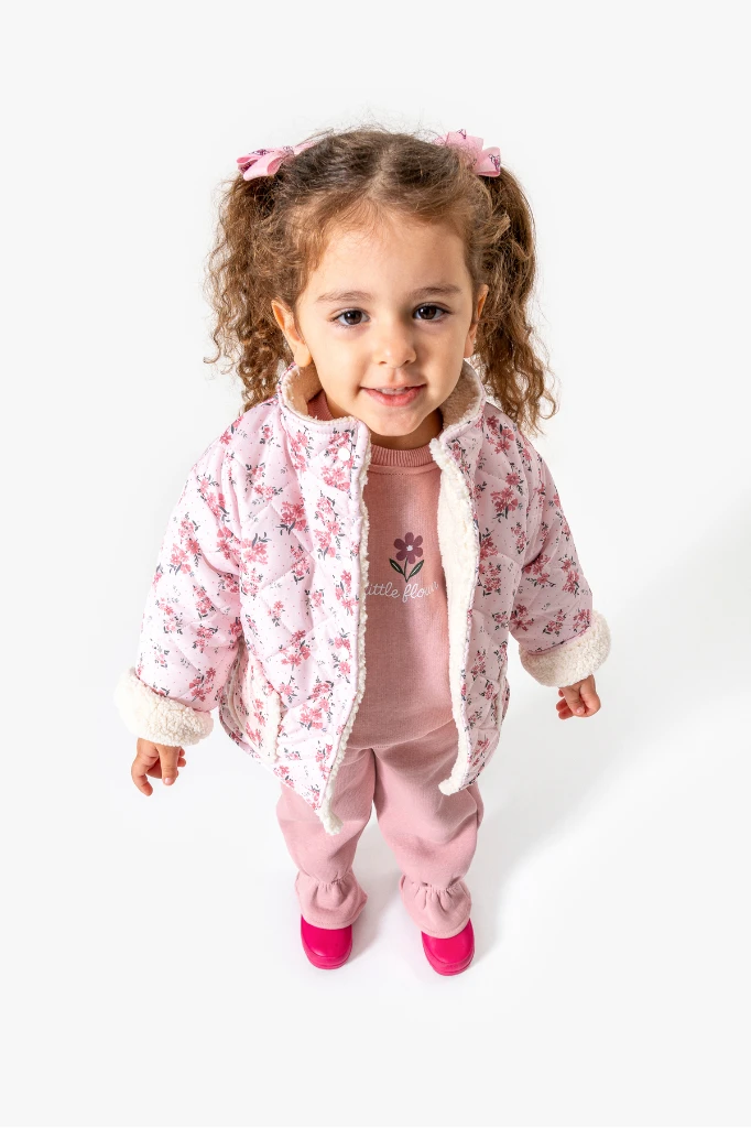 Çiçek Desenli 3’lü Bebek Takım 8170 - PEMBE