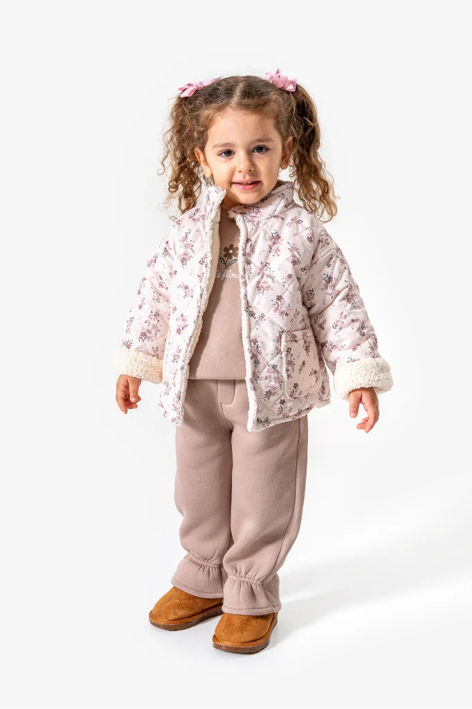 Çiçek Desenli 3’lü Bebek Takım 8170 - KAHVERENGİ