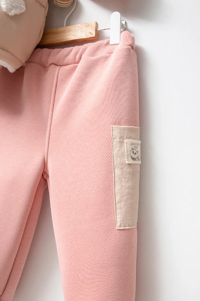 Şişme Yelekli Kuzu Astarlı Mikro Cepli Kız Takım 8266 - BEJ