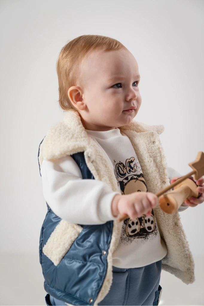 Jikko Boys Takım Şişme Yelekli Kuzu Astarlı Mikro Cepli Takım 8166 - İNDİGO