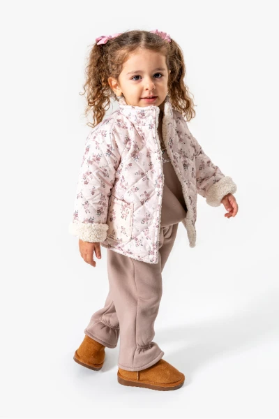 Çiçek Desenli 3’lü Bebek Takım 8170 - KAHVERENGİ