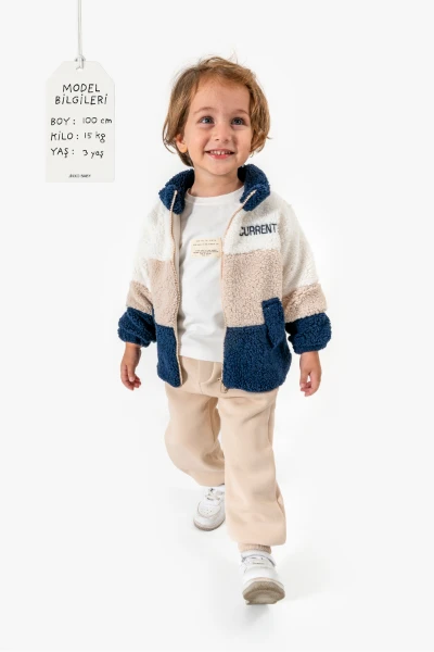 Welsoft Ceketli 3'lü Erkek Bebek Takım 8168 - LACİVERT