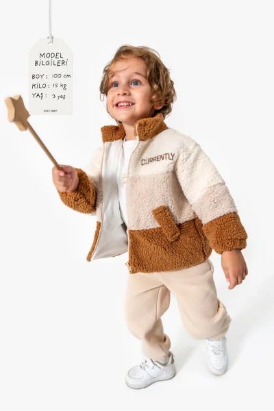 Welsoft Ceketli 3'lü Erkek Bebek Takım 8168 - KAHVERENGİ