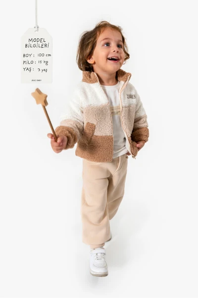 Welsoft Ceketli 3'lü Erkek Bebek Takım 8168 - VİZON