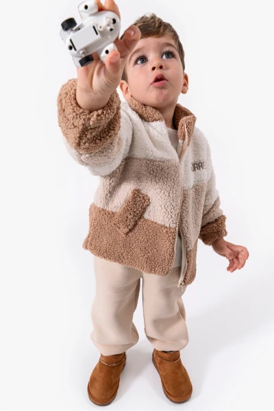 Welsoft Ceketli 3'lü Erkek Bebek Takım 8168 - VİZON