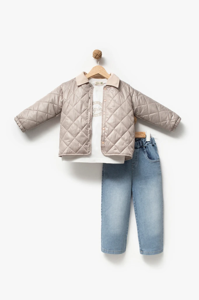 Kapitone Basic Bayramlık 3'lü Erkek Mont Takımı 9082 - GRİ