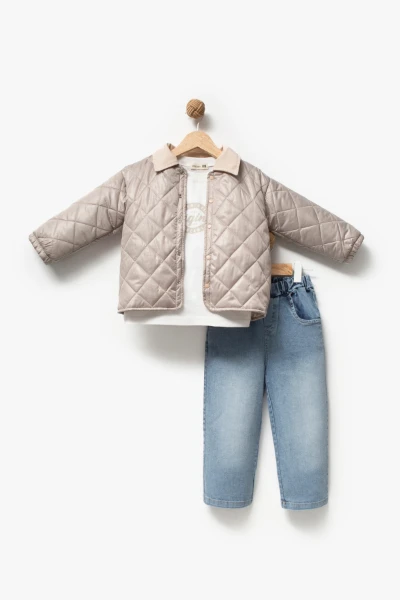 Kapitone Basic Bayramlık 3'lü Erkek Mont Takımı 9082 - GRİ