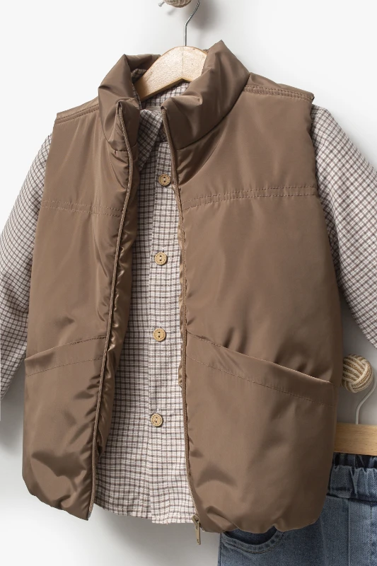 Ekose Gömlekli Yelekli Bayramlık 3'lü Erkek Çocuk Takımı 9081 - VİZON