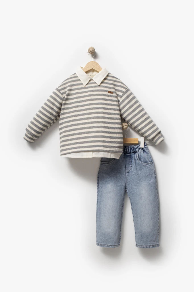 Gömlek Sweat Pantolon Takımı 9071 - GRİ