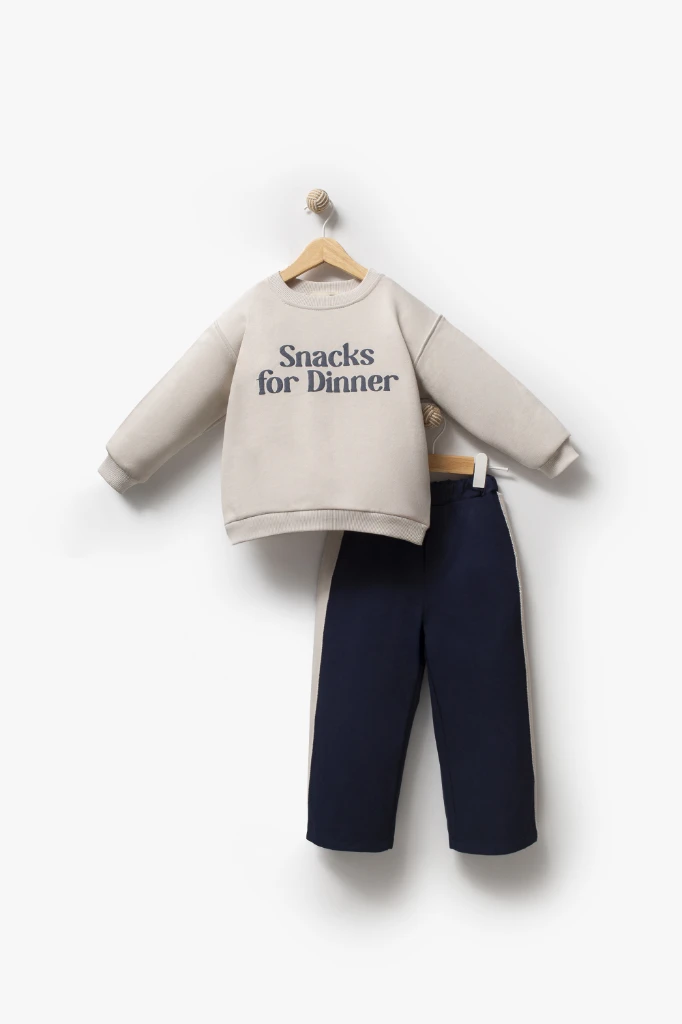 Sweatshirt ve Pantolon İkili Çocuk Kombini 9078 - LACİVERT