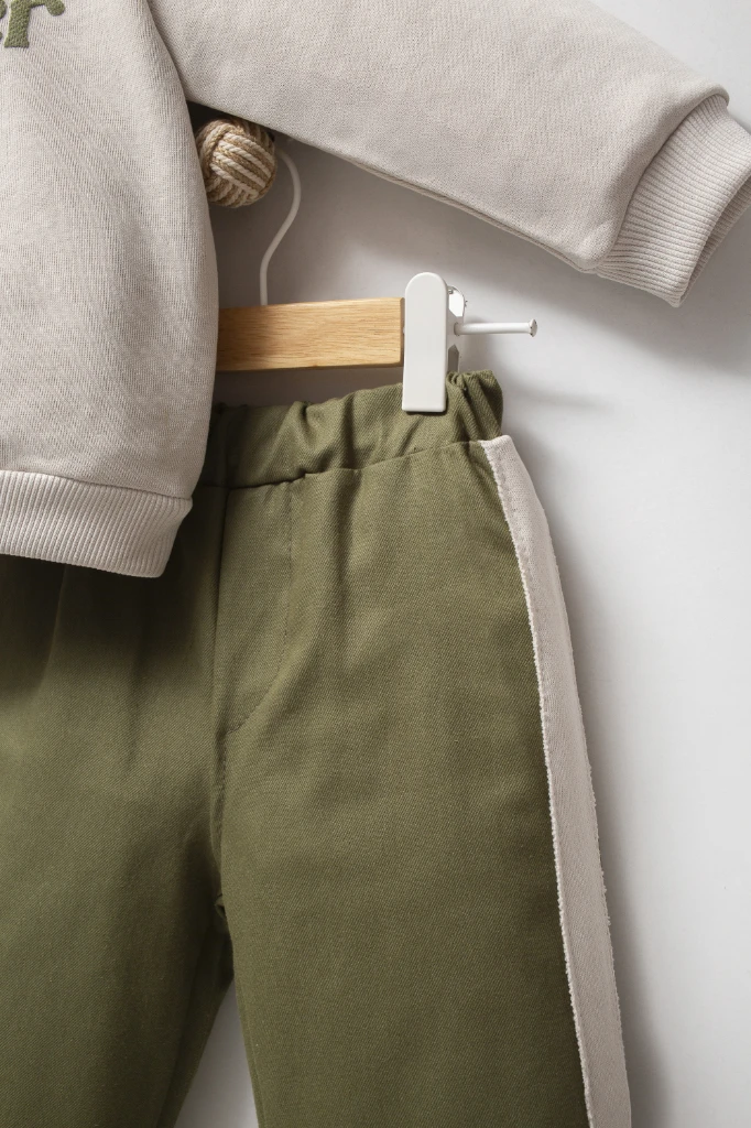 Sweatshirt ve Pantolon İkili Çocuk Kombini 9078 - YEŞİL