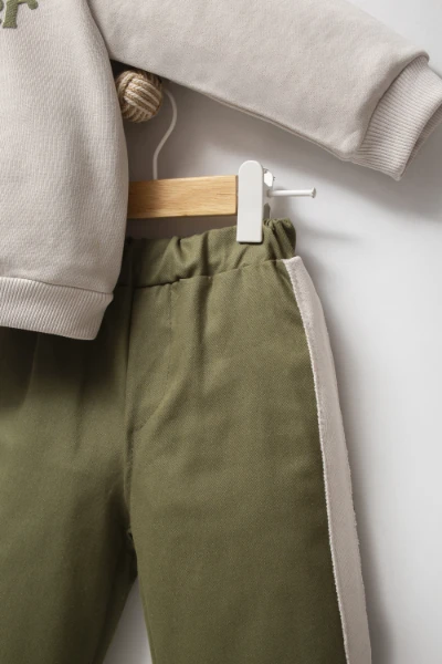Sweatshirt ve Pantolon İkili Çocuk Kombini 9078 - YEŞİL