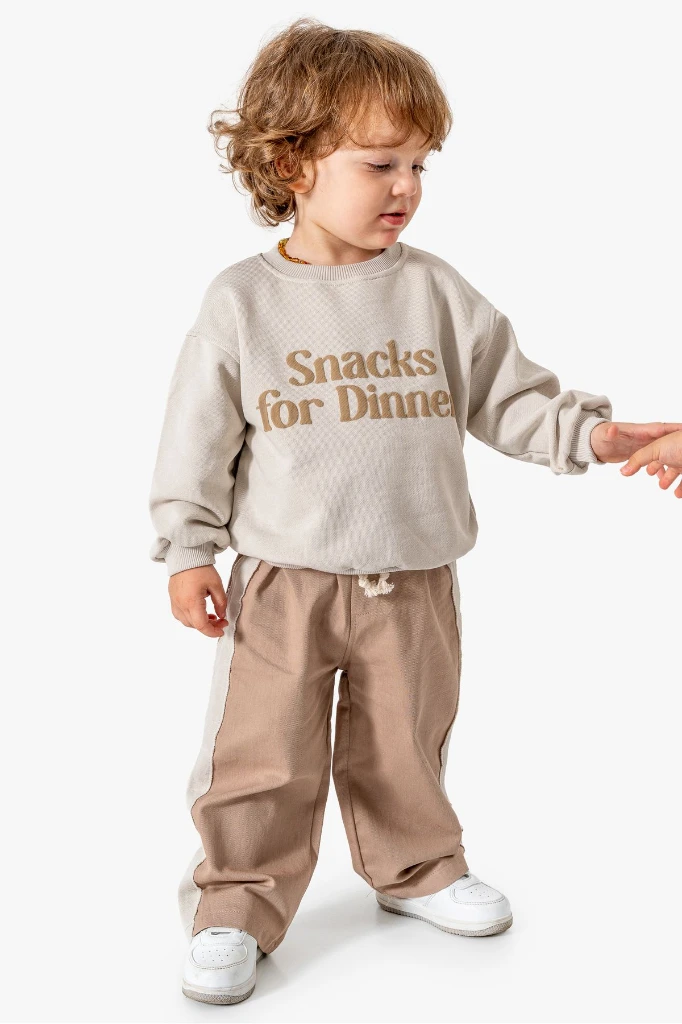 Sweatshirt ve Pantolon İkili Çocuk Kombini 9078 - VİZON