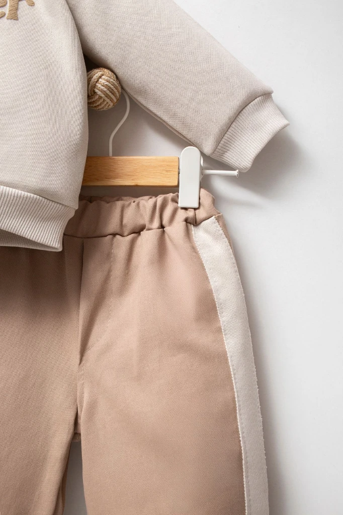 Sweatshirt ve Pantolon İkili Çocuk Kombini 9078 - VİZON