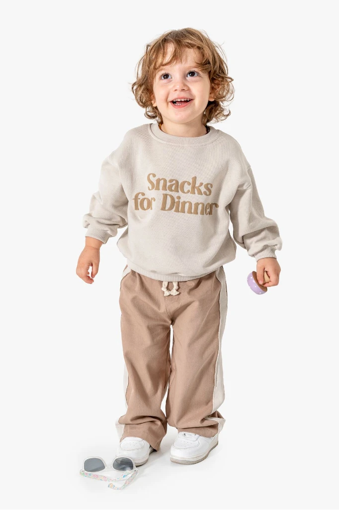 Sweatshirt ve Pantolon İkili Çocuk Kombini 9078 - VİZON