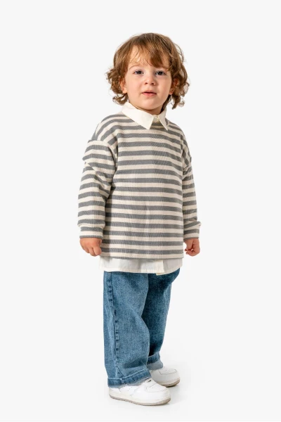 Gömlek Sweat Pantolon Takımı 9071 - GRİ