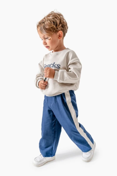 Sweatshirt ve Pantolon İkili Çocuk Kombini 9078 - LACİVERT
