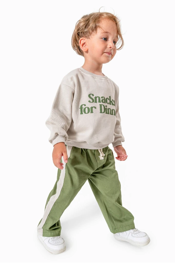 Sweatshirt ve Pantolon İkili Çocuk Kombini 9078 - YEŞİL