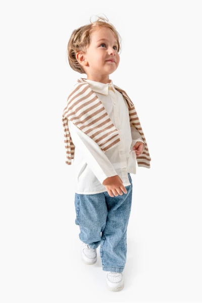 Gömlek Sweat Pantolon Takımı 9071 - KAHVERENGİ