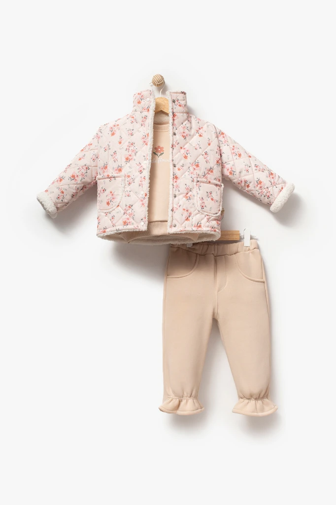 Çiçek Desenli 3’lü Bebek Takım 8170 - SOMON