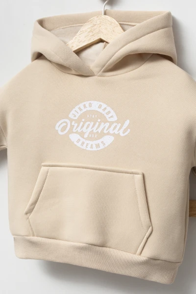 Kapüşonlu Yelekli 3’lü Unisex Bebek Takım 8173 - VİZON