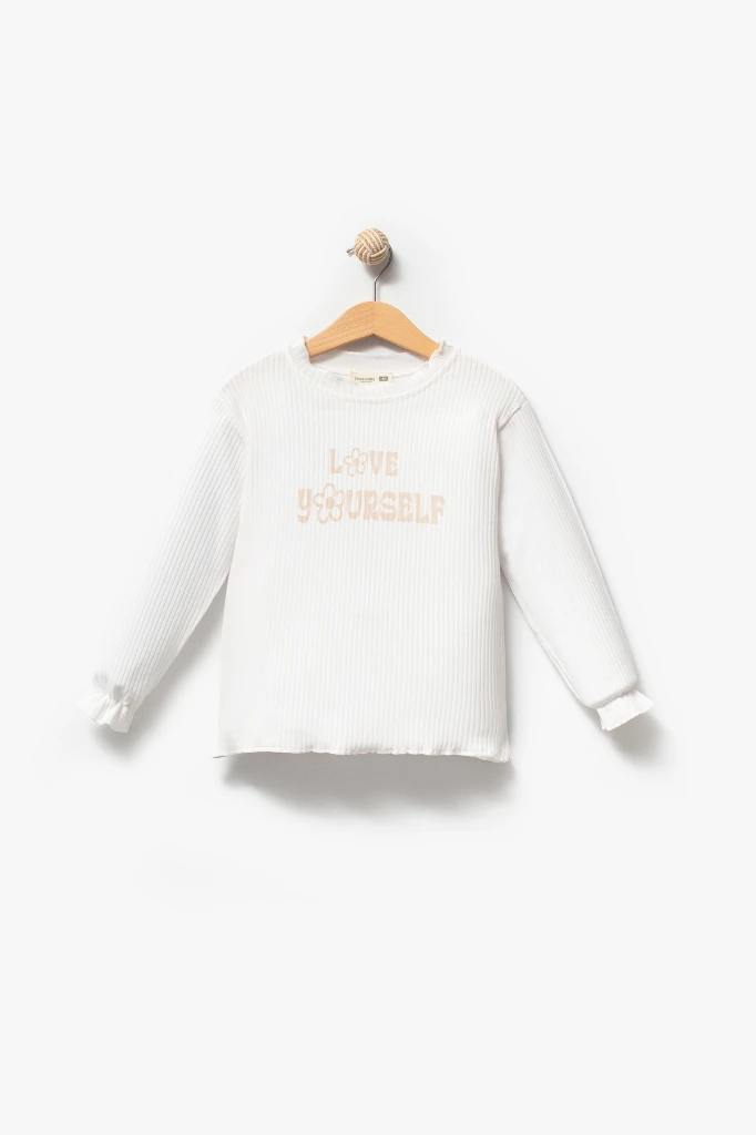 Fiyonk Detaylı Kapitone Montlu 3'lü Kız Çocuk Takımı 9088 - BEJ