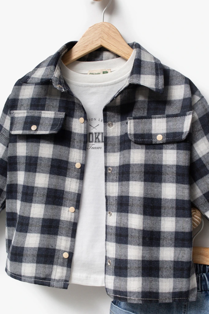 Sırt Baskılı Cep Detaylı 3'lü Erkek Çocuk Takımı 9090 - LACİVERT