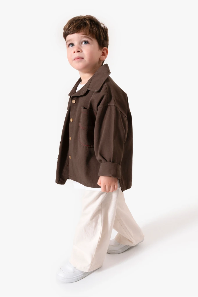 Bayramlık Nakış Detaylı Ceketli 3'lü Erkek Çocuk Takımı 9095 - KAHVERENGİ