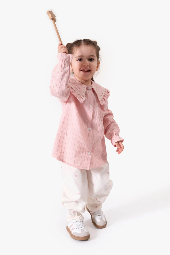 Su Taşı Yaka Detaylı Kız Bebek Alt Üst Takım 9092 - PEMBE