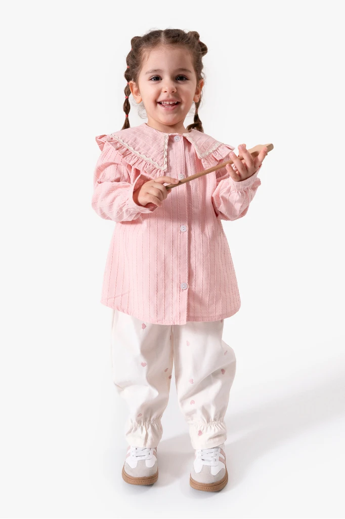 Su Taşı Yaka Detaylı Kız Bebek Alt Üst Takım 9092 - PEMBE