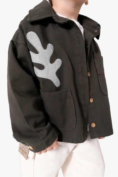 Bayramlık Nakış Detaylı Ceketli 3'lü Erkek Çocuk Takımı 9095 - HAKİ