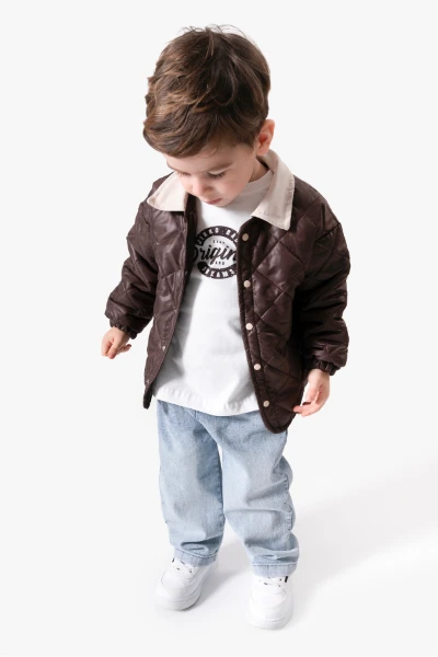 Kapitone Basic Bayramlık 3'lü Erkek Mont Takımı 9082 - KAHVERENGİ