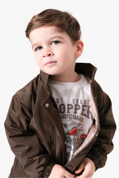 Motor Baskılı Erkek Bebek Günlük 3’lü Set 9087 - KAHVERENGİ