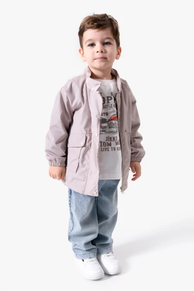 Motor Baskılı Erkek Bebek Günlük 3’lü Set 9087 - GRİ