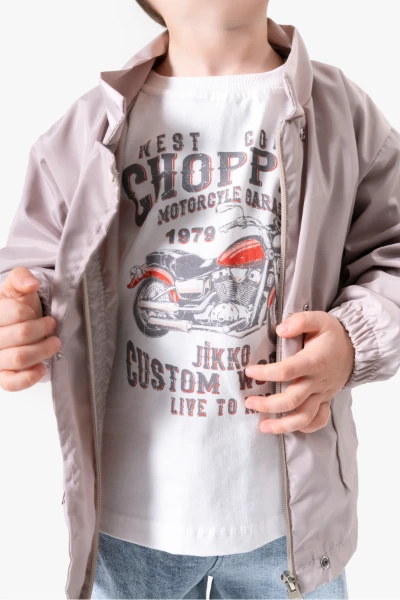 Motor Baskılı Erkek Bebek Günlük 3’lü Set 9087 - GRİ