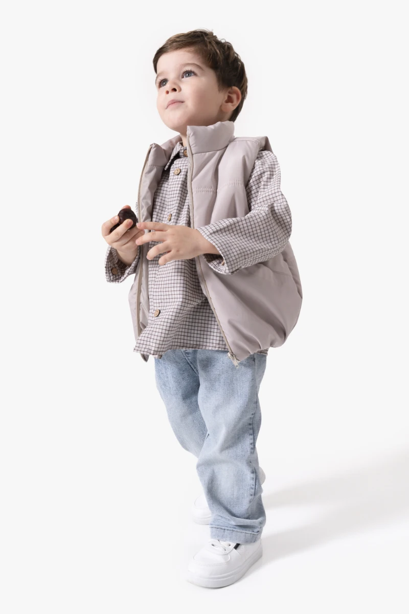 Ekose Gömlekli Yelekli Bayramlık 3'lü Erkek Çocuk Takımı 9081 - GRİ