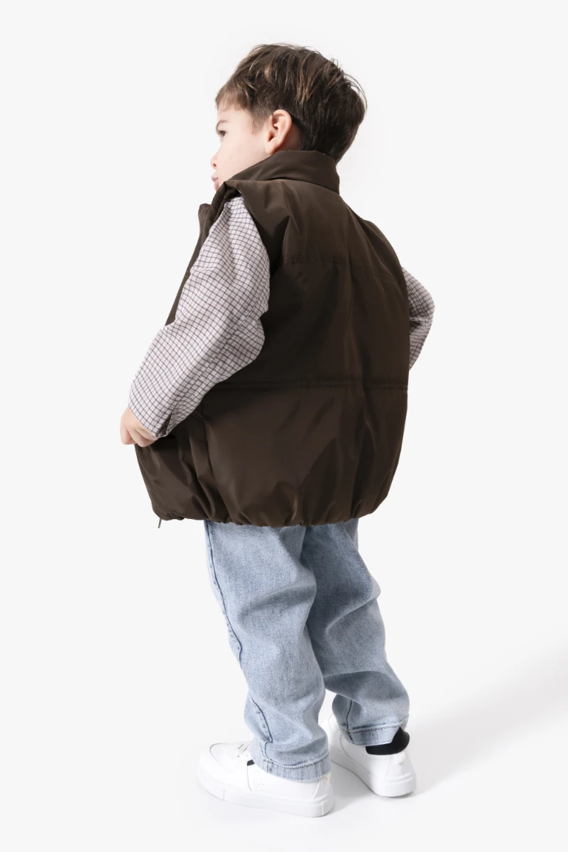 Ekose Gömlekli Yelekli Bayramlık 3'lü Erkek Çocuk Takımı 9081 - KAHVERENGİ