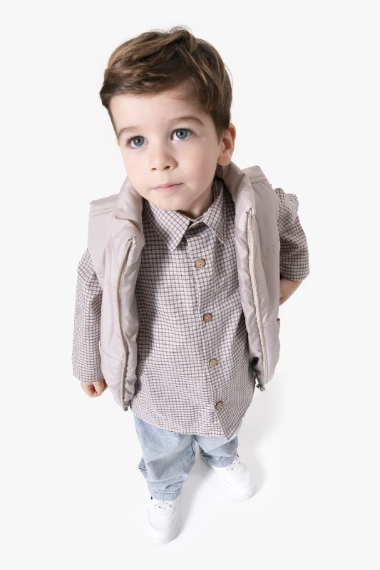Ekose Gömlekli Yelekli Bayramlık 3'lü Erkek Çocuk Takımı 9081 - GRİ