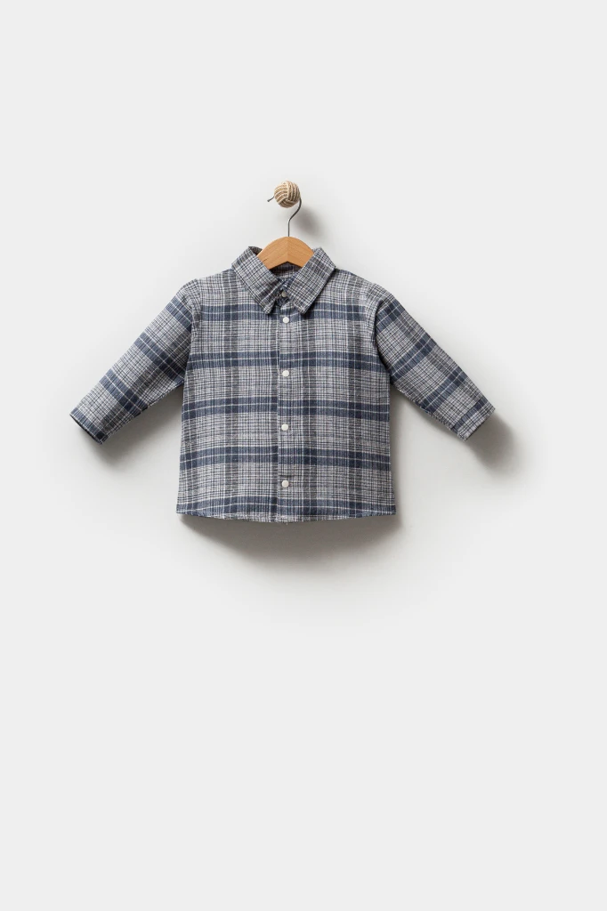 Erkek Bebek Gömlek Sweatshirt ve Kot Pantolon 3'lü Takım 9064 - LACİVERT