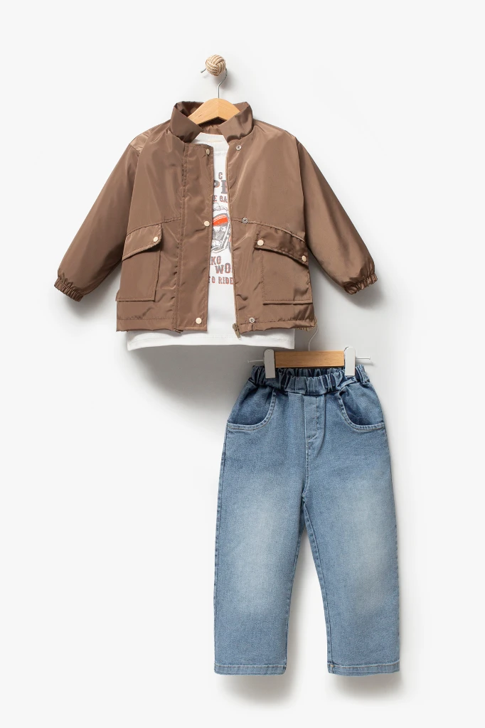 Motor Baskılı Erkek Bebek Günlük 3’lü Set 9087 - VİZON