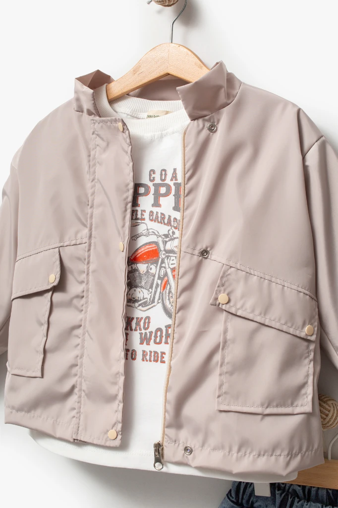 Motor Baskılı Erkek Bebek Günlük 3’lü Set 9087 - GRİ