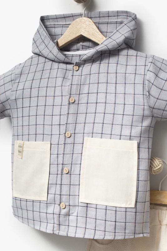 Kapüşonlu Cepli Bebek 2'li Takımı 3700 - GRİ