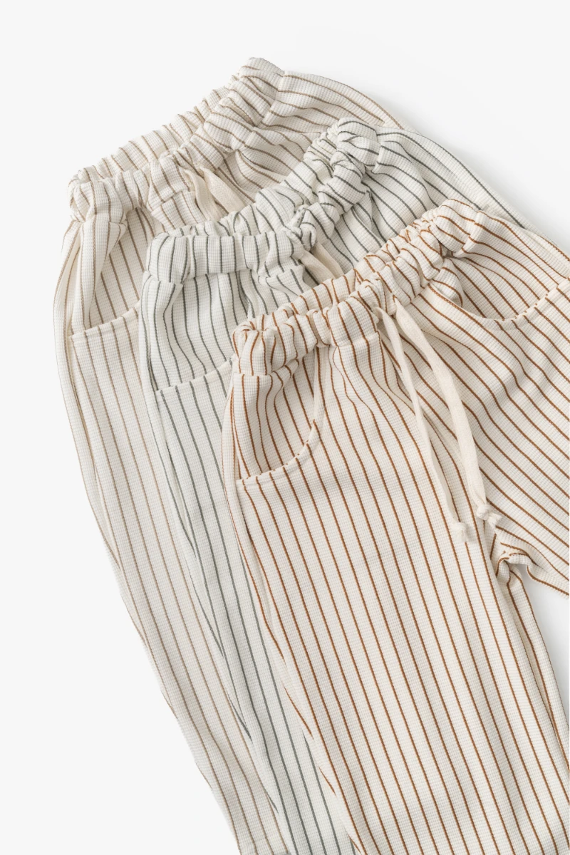 Çizgili Örme 3'lü Pantolon 3710 - ÇOK RENKLİ