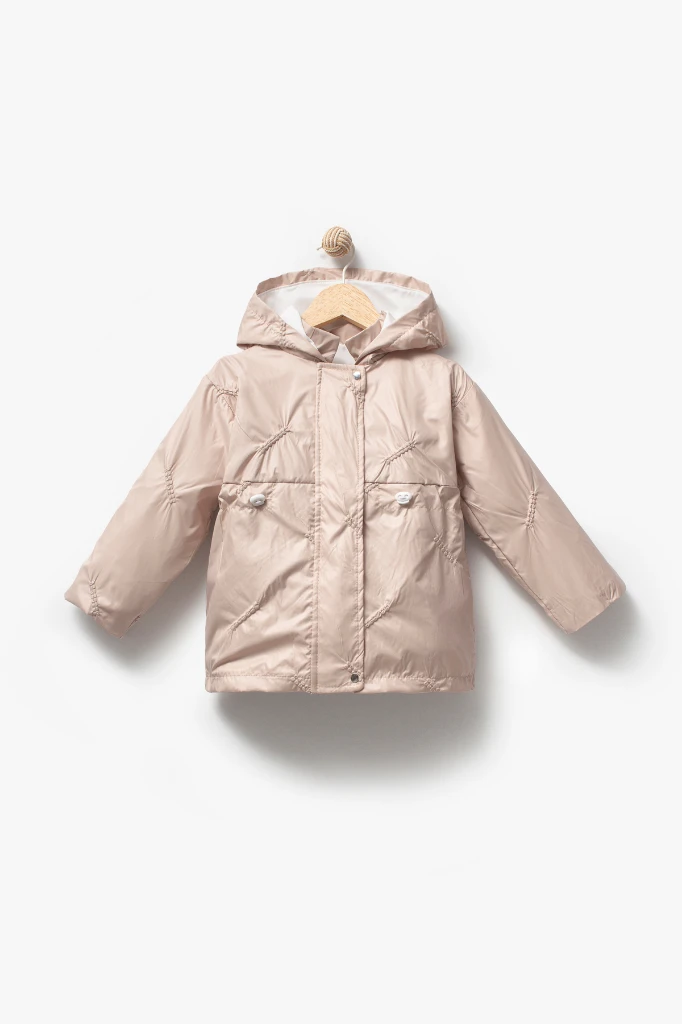 Kız Çocuk Kapüşonlu Yağmurluk 2000 - BEJ