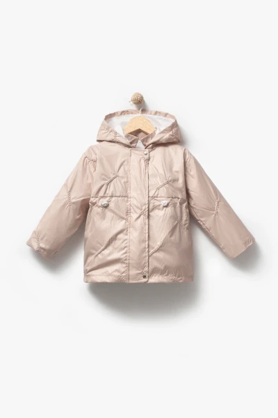 Kız Çocuk Kapüşonlu Yağmurluk 2000 - BEJ