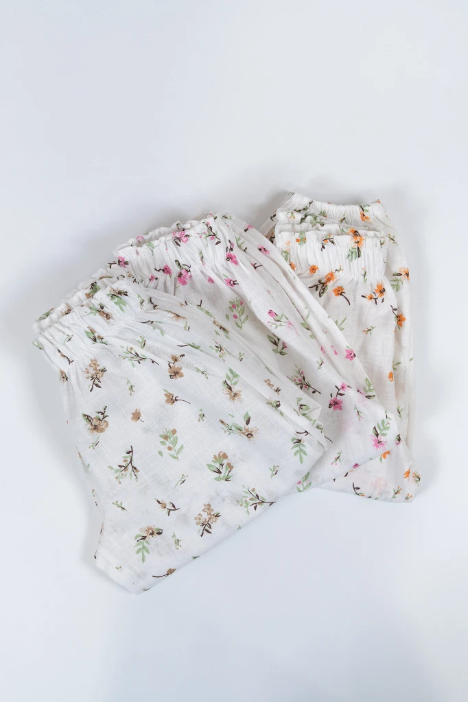 Kız Çocuk Çiçek Desenli Yazlık Şalvar Pantolon 2002 - ÇOK RENKLİ