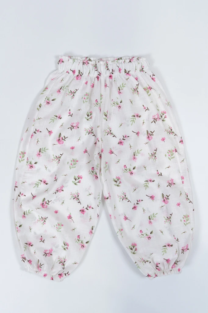 Kız Çocuk Çiçek Desenli Yazlık Şalvar Pantolon 2002 - ÇOK RENKLİ